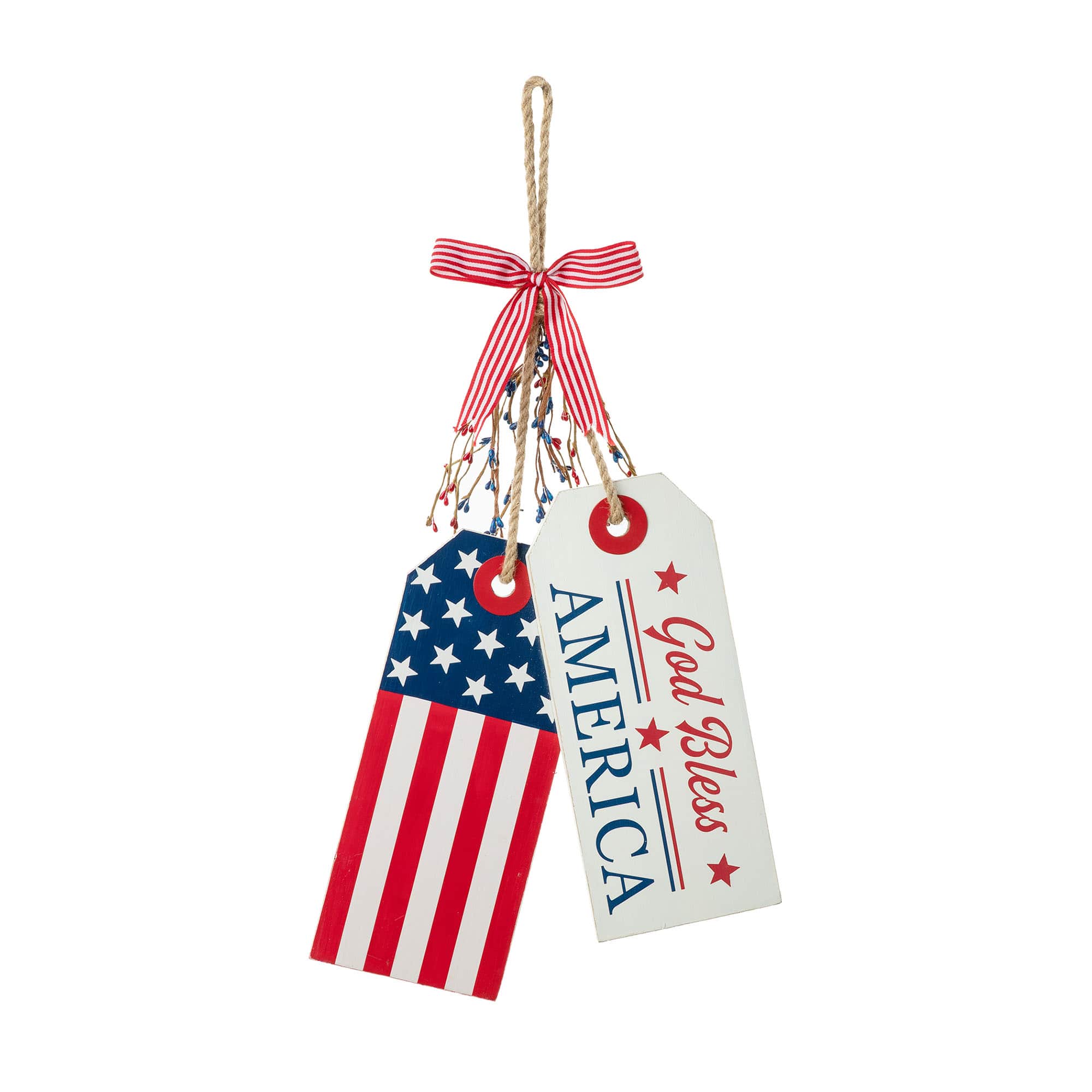 Glitzhome® 19.5" Wooden Americana Doorknob Hanging Décor